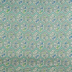 Sea Green Colour Cotton Flex Printed Fabric