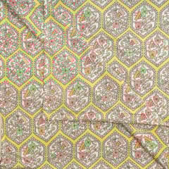 Yellow Colour Cotton Flex Printed Fabric
