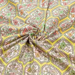 Yellow Colour Cotton Flex Printed Fabric
