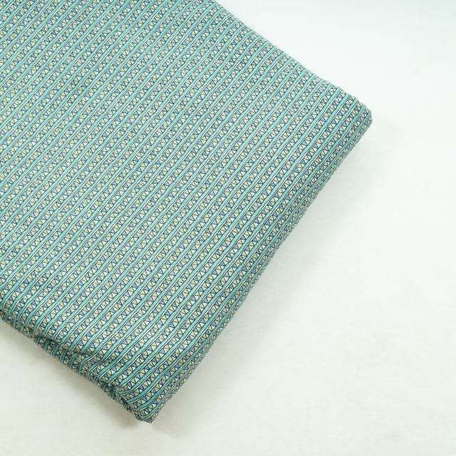 Sea Green Colour Cotton Flex Printed Fabric