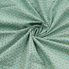 Sea Green Colour Cotton Flex Printed Fabric
