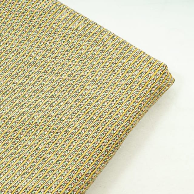 Yellow Colour Cotton Flex Printed Fabric