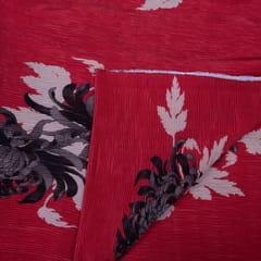 Red Colour Pleated Satin Fabric