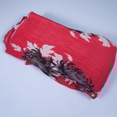 Red Colour Pleated Satin Fabric