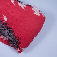 Red Colour Pleated Satin Fabric