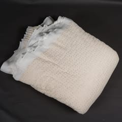 Off White Colour Dyeable Georgette Thread Embroidered Fabric