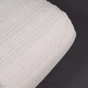 Off White Colour Dyeable Georgette Thread Embroidered Fabric