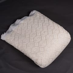 Off White Colour Dyeable Georgette Thread Embroidered Fabric