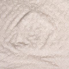 Off White Colour Dyeable Georgette Thread Embroidered Fabric