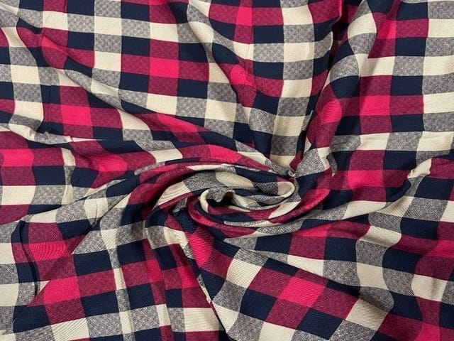 Printed Cotton Red Black Checks