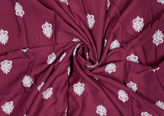 Cotton Maroon Abstract Print