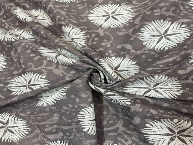Cotton Cambric Dabbu Dark Grey Abstract Print