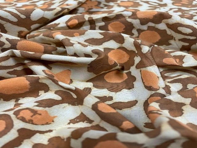 Cotton Cambric Dabbu Brown Floral Print