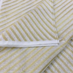 White Colour Chanderi  with golden strips fabric
