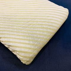 White Colour Chanderi  with golden strips fabric