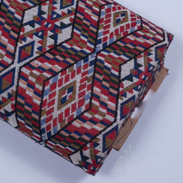 Multi Colour Geometric Cotton Blend Jacquard