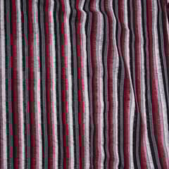 Red, Black & White Stripe Cotton Double Ikat