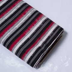 Red, Black & White Stripe Cotton Double Ikat