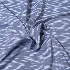 Blue & White Stripe Cotton Double Ikat fabric