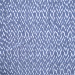 Blue & White Stripe Cotton Double Ikat fabric