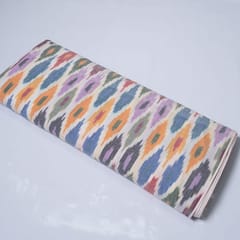 Green & White Stripe Cotto Double Ikat Fabric