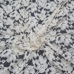 Off White Floral Design Dyeable Cotton Nylon Net