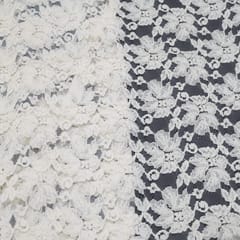 Off White Floral Design Dyeable Cotton Nylon Net