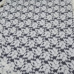 Off White Floral Design Dyeable Cotton Nylon Net