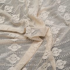 Off White Floral Design Dyeable Cotton Net