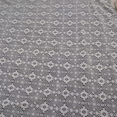 Off White Floral Design Dyeable Cotton Net