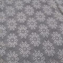 Off White Big Floral Design Dyeable Cotton Net