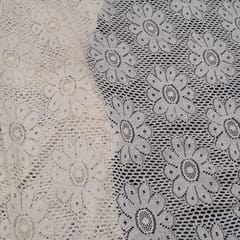 Off White Big Floral Design Dyeable Cotton Net