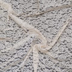 Off White Small Floral Design Dyeable Cotton Net