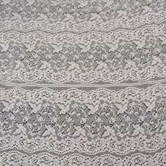 Off White Small Floral Design Dyeable Cotton Nylon Net