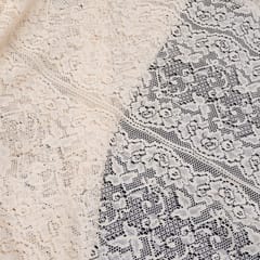 Off White Small Floral Design Dyeable Cotton Nylon Net