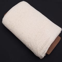 Off White Small Floral Design Dyeable Cotton Nylon Net