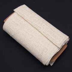 Off White Floral Design Dyeable Cotton Net