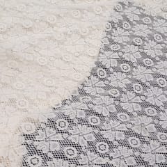 Off White Floral Design Dyeable Cotton Net