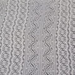 Off White floral Design Dyeable Cotton Nylon Net