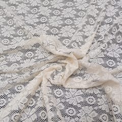 Off White Floral Design Dyeable Cotton Net