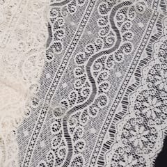 Off White floral Design Dyeable Cotton Nylon Net