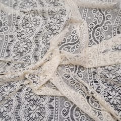 Off White floral Design Dyeable Cotton Nylon Net