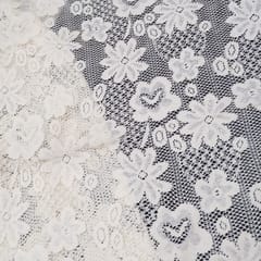 Off White Floral Design Dyeable Cotton Net