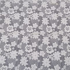 Off White Floral Design Dyeable Cotton Net