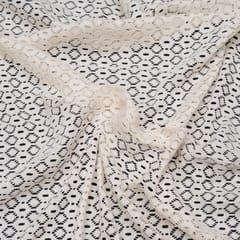 Off White Small Circle Design Dyeable Cotton Net