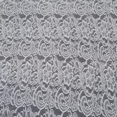 Off White Floral Design Dyeable Cotton Net