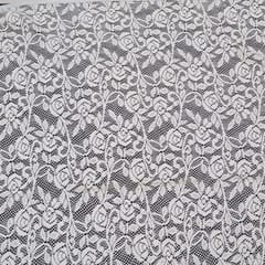 Off White Floral Design Dyeable Cotton Net