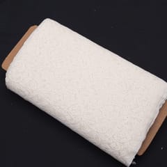 Off White Floral Design Dyeable Cotton Net