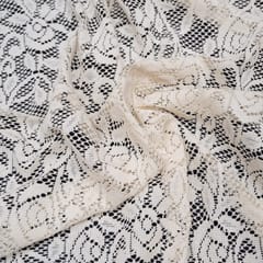 Off White Floral Design Dyeable Cotton Net