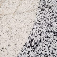 Off White Floral Design Dyeable Cotton Net